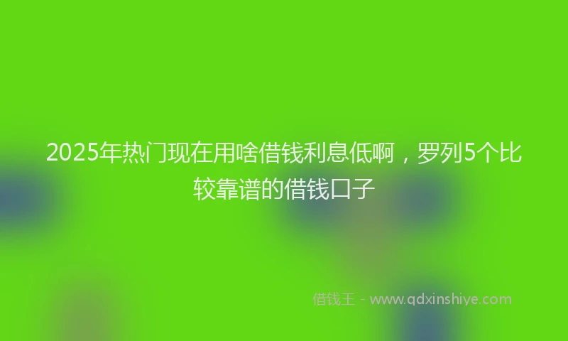 2025年热门现在用啥借钱利息低啊，罗列5个比较靠谱的借钱口子