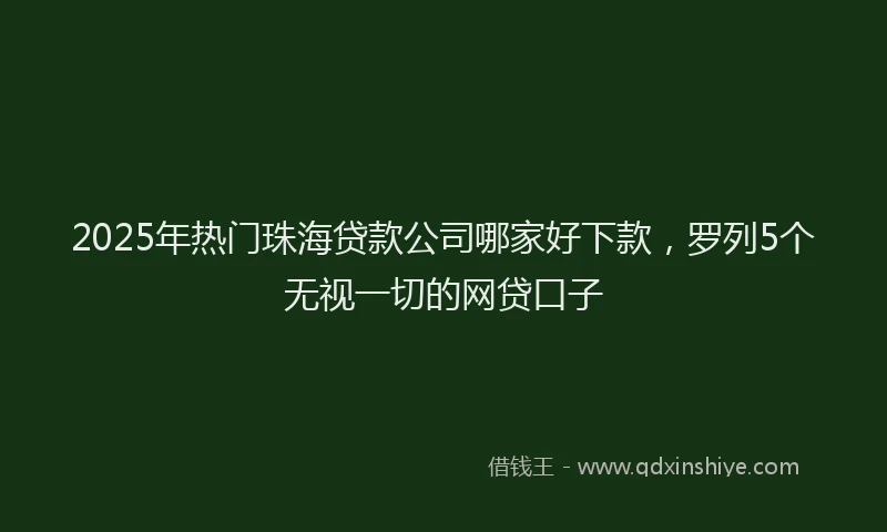 2025年热门珠海贷款公司哪家好下款，罗列5个无视一切的网贷口子
