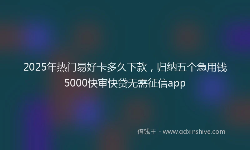 2025年热门易好卡多久下款，归纳五个急用钱5000快审快贷无需征信app