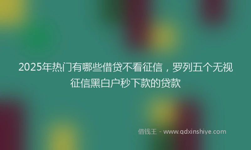 2025年热门有哪些借贷不看征信，罗列五个无视征信黑白户秒下款的贷款