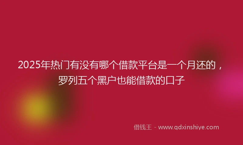 2025年热门有没有哪个借款平台是一个月还的，罗列五个黑户也能借款的口子