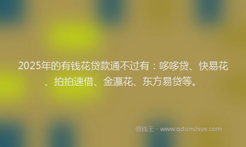 2025年的有钱花贷款通不过有：哆哆贷、快易花、拍拍速借、金瀛花、东方易贷等。