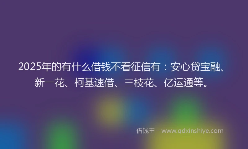 2025年的有什么借钱不看征信有：安心贷宝融、新一花、柯基速借、三枝花、亿运通等。