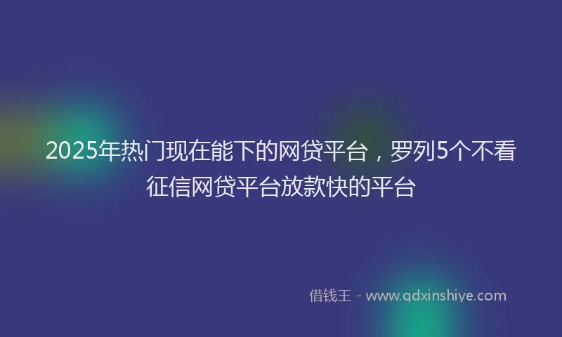 2025年热门现在能下的网贷平台，罗列5个不看征信网贷平台放款快的平台
