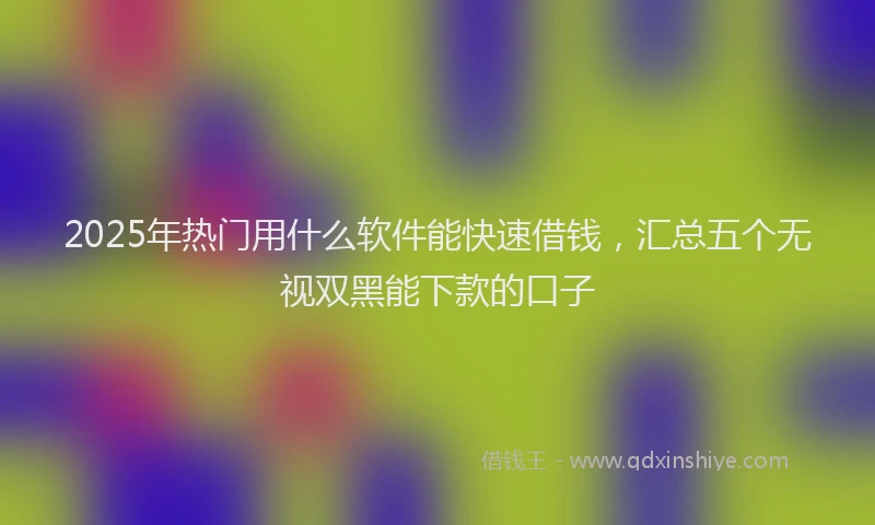 2025年热门用什么软件能快速借钱，汇总五个无视双黑能下款的口子