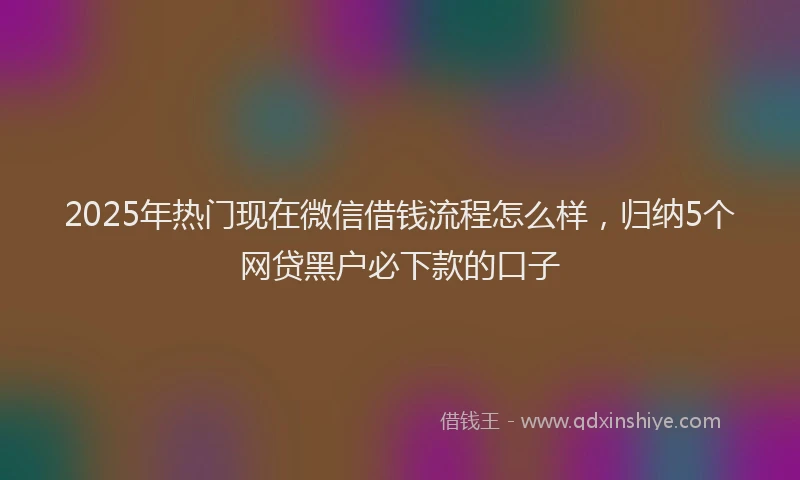 2025年热门现在微信借钱流程怎么样，归纳5个网贷黑户必下款的口子