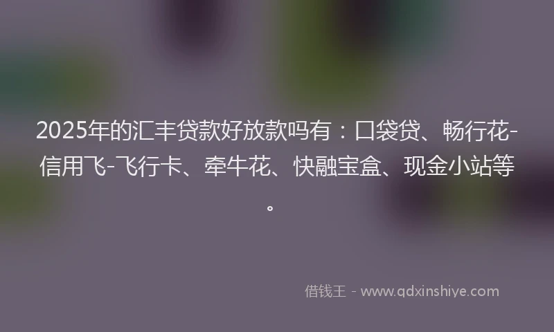2025年的汇丰贷款好放款吗有：口袋贷、畅行花-信用飞-飞行卡、牵牛花、快融宝盒、现金小站等。
