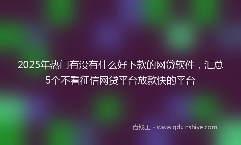2025年热门有没有什么好下款的网贷软件，汇总5个不看征信网贷平台放款快的平台
