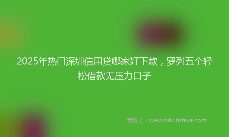 2025年热门深圳信用贷哪家好下款，罗列五个轻松借款无压力口子
