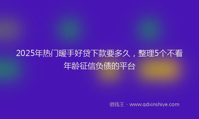 2025年热门暖手好贷下款要多久，整理5个不看年龄征信负债的平台