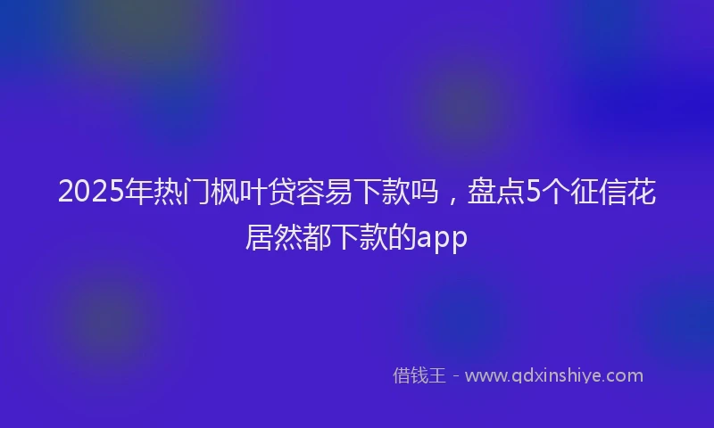 2025年热门枫叶贷容易下款吗，盘点5个征信花居然都下款的app