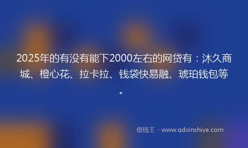 2025年的有没有能下2000左右的网贷有：沐久商城、橙心花、拉卡拉、钱袋快易融、琥珀钱包等。