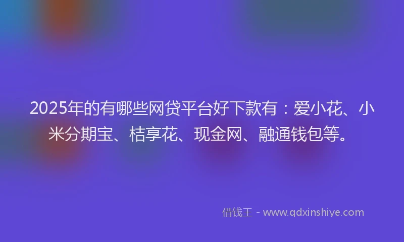 2025年的有哪些网贷平台好下款有：爱小花、小米分期宝、桔享花、现金网、融通钱包等。