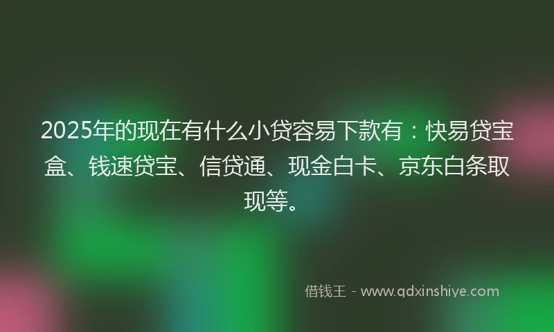 2025年的现在有什么小贷容易下款有：快易贷宝盒、钱速贷宝、信贷通、现金白卡、京东白条取现等。