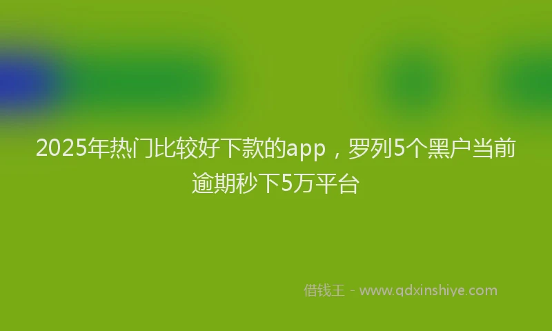 2025年热门比较好下款的app，罗列5个黑户当前逾期秒下5万平台