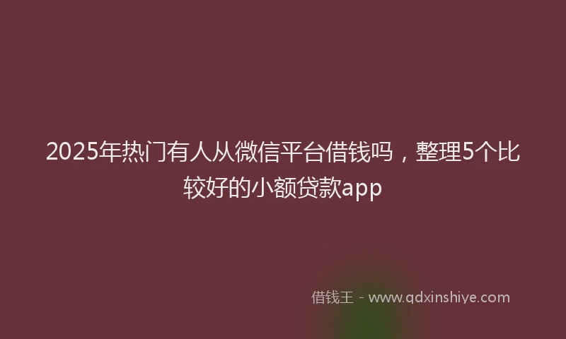 2025年热门有人从微信平台借钱吗，整理5个比较好的小额贷款app