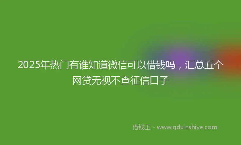 2025年热门有谁知道微信可以借钱吗，汇总五个网贷无视不查征信口子
