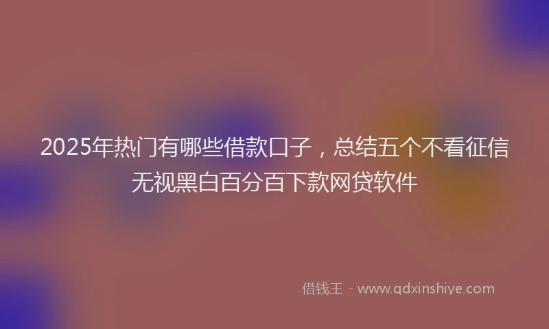 2025年热门有哪些借款口子，总结五个不看征信无视黑白百分百下款网贷软件