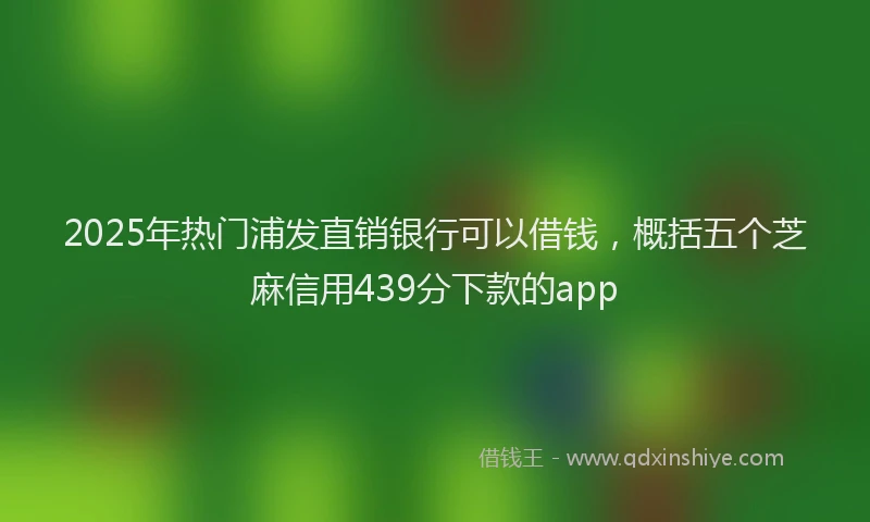 2025年热门浦发直销银行可以借钱，概括五个芝麻信用439分下款的app