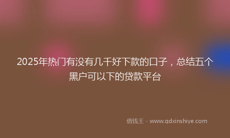 2025年热门有没有几千好下款的口子，总结五个黑户可以下的贷款平台
