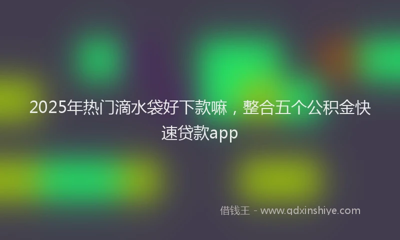 2025年热门滴水袋好下款嘛，整合五个公积金快速贷款app