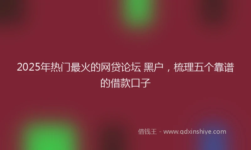 2025年热门最火的网贷论坛 黑户，梳理五个靠谱的借款口子