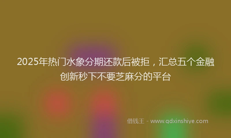 2025年热门水象分期还款后被拒，汇总五个金融创新秒下不要芝麻分的平台