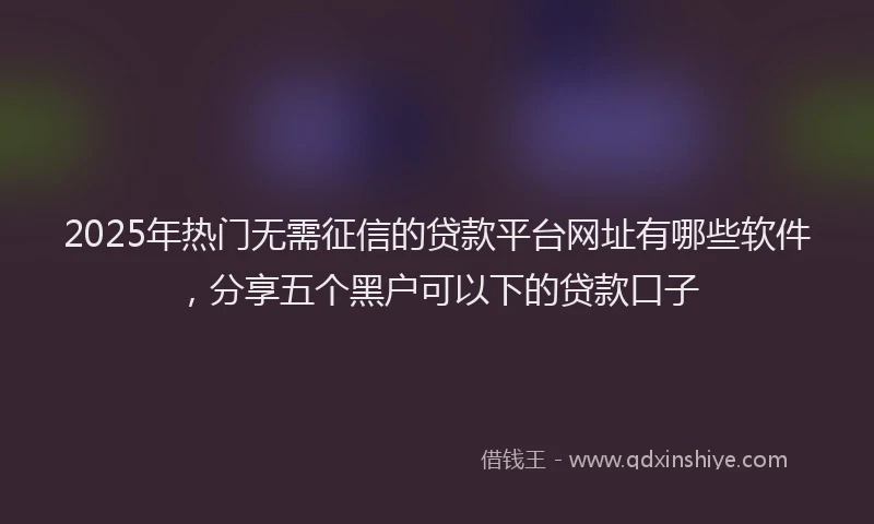 2025年热门无需征信的贷款平台网址有哪些软件，分享五个黑户可以下的贷款口子