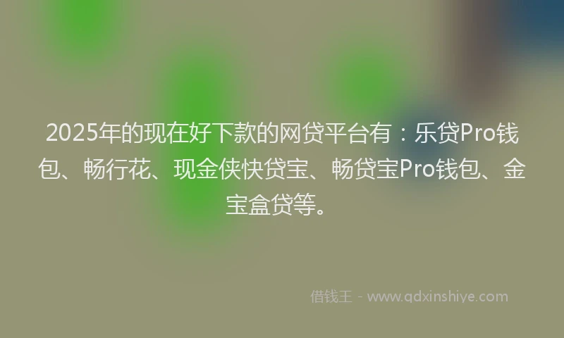 2025年的现在好下款的网贷平台有：乐贷Pro钱包、畅行花、现金侠快贷宝、畅贷宝Pro钱包、金宝盒贷等。