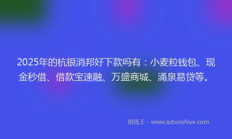 2025年的杭银消邦好下款吗有：小麦粒钱包、现金秒借、借款宝速融、万盛商城、涌泉易贷等。