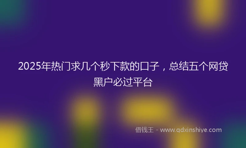 2025年热门求几个秒下款的口子，总结五个网贷黑户必过平台