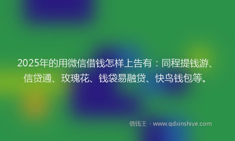2025年的用微信借钱怎样上告有：同程提钱游、信贷通、玫瑰花、钱袋易融贷、快鸟钱包等。