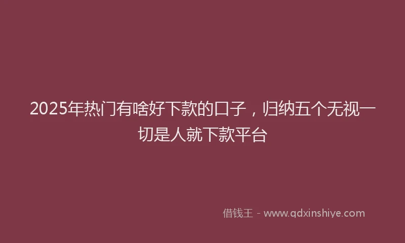 2025年热门有啥好下款的口子，归纳五个无视一切是人就下款平台