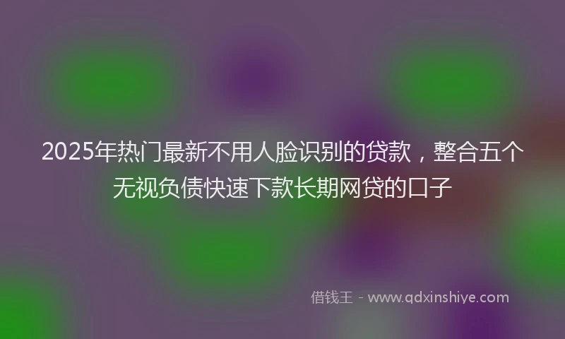 2025年热门最新不用人脸识别的贷款，整合五个无视负债快速下款长期网贷的口子