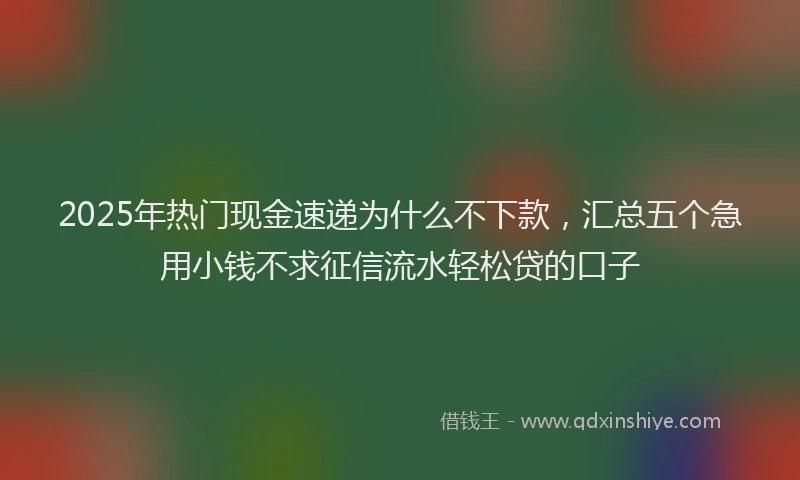 2025年热门现金速递为什么不下款，汇总五个急用小钱不求征信流水轻松贷的口子