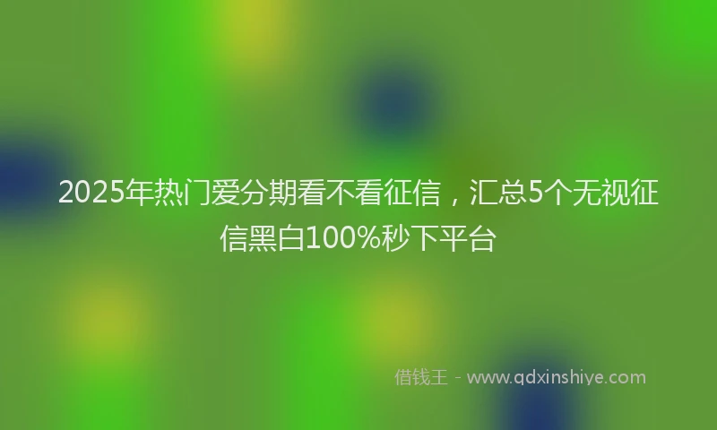 2025年热门爱分期看不看征信，汇总5个无视征信黑白100%秒下平台
