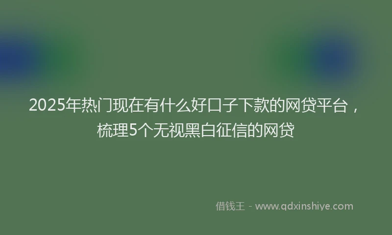 2025年热门现在有什么好口子下款的网贷平台，梳理5个无视黑白征信的网贷