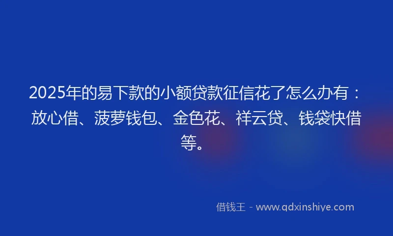 2025年的易下款的小额贷款征信花了怎么办有：放心借、菠萝钱包、金色花、祥云贷、钱袋快借等。