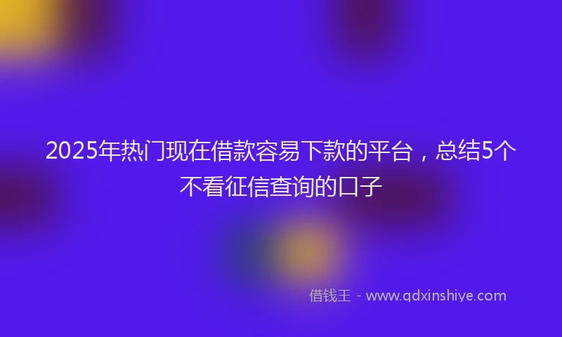 2025年热门现在借款容易下款的平台，总结5个不看征信查询的口子