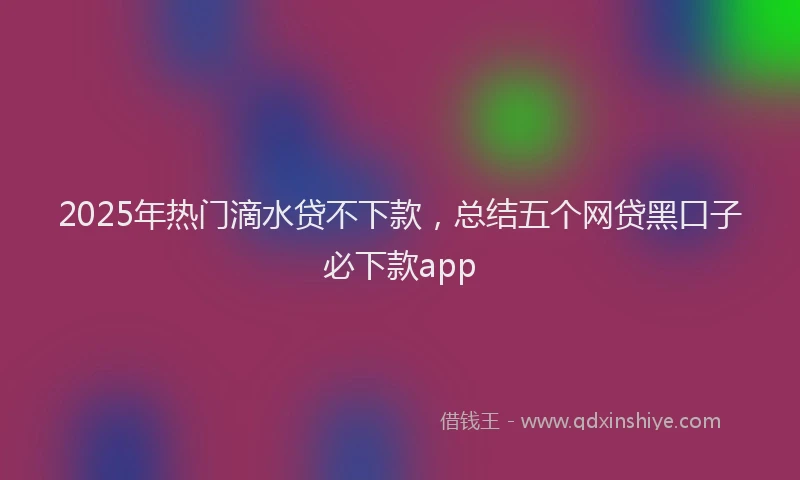 2025年热门滴水贷不下款，总结五个网贷黑口子必下款app