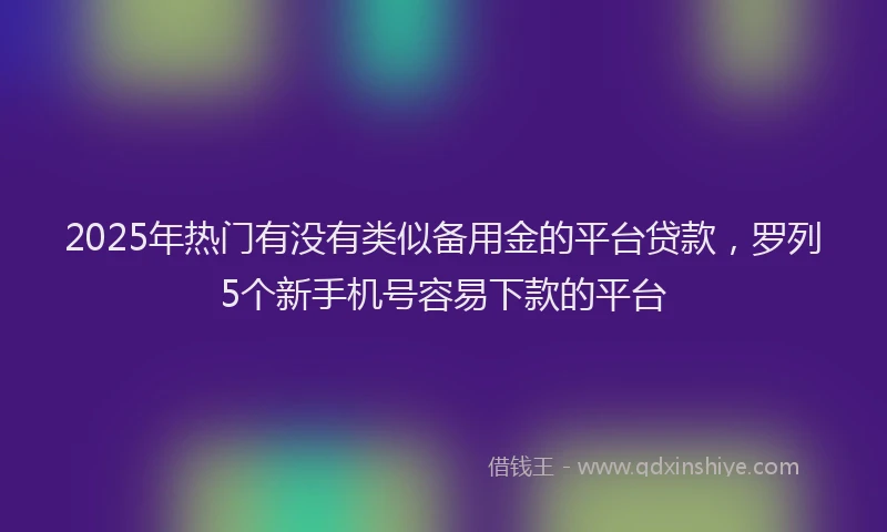 2025年热门有没有类似备用金的平台贷款，罗列5个新手机号容易下款的平台