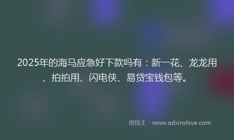 2025年的海马应急好下款吗有：新一花、龙龙用、拍拍用、闪电侠、易贷宝钱包等。