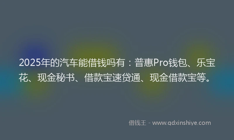 2025年的汽车能借钱吗有：普惠Pro钱包、乐宝花、现金秘书、借款宝速贷通、现金借款宝等。