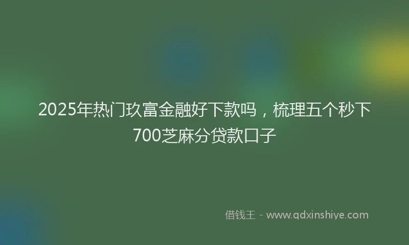 2025年热门玖富金融好下款吗，梳理五个秒下700芝麻分贷款口子