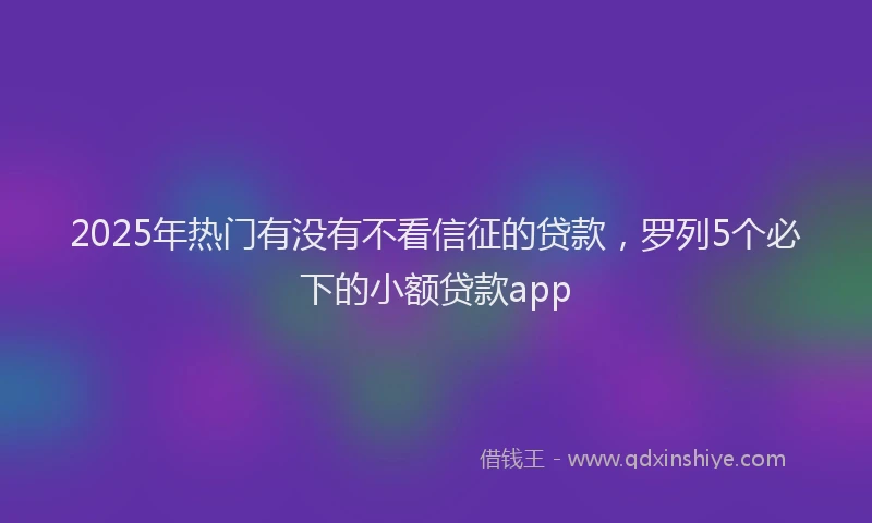 2025年热门有没有不看信征的贷款，罗列5个必下的小额贷款app