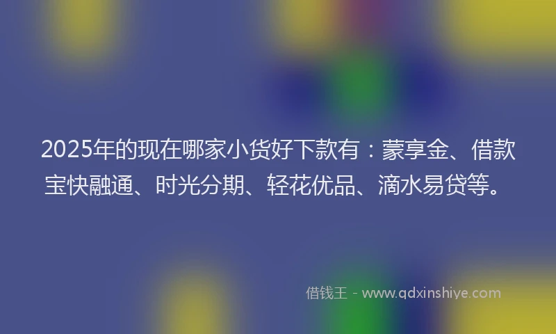 2025年的现在哪家小货好下款有：蒙享金、借款宝快融通、时光分期、轻花优品、滴水易贷等。
