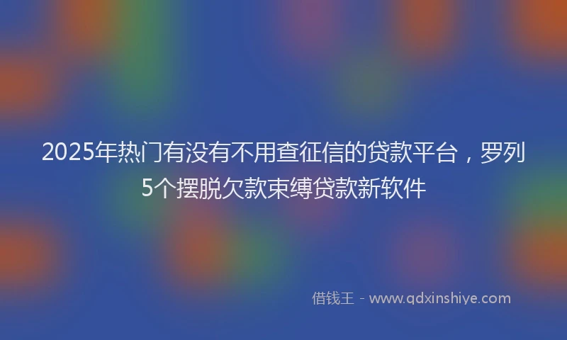 2025年热门有没有不用查征信的贷款平台，罗列5个摆脱欠款束缚贷款新软件