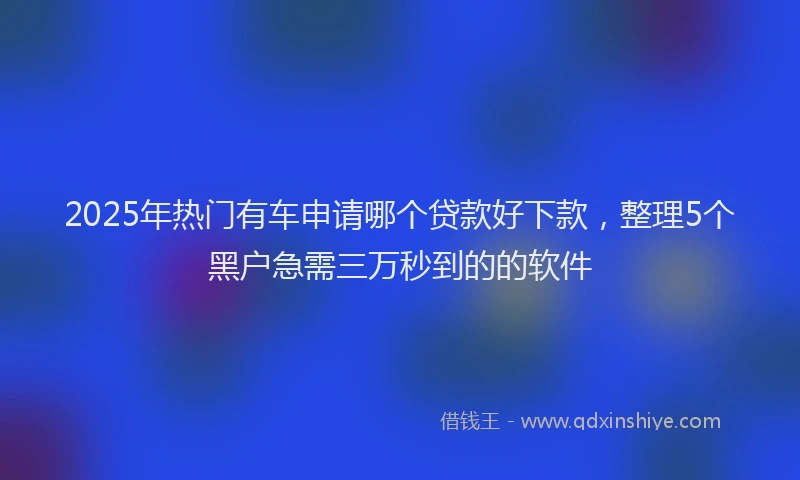 2025年热门有车申请哪个贷款好下款，整理5个黑户急需三万秒到的的软件