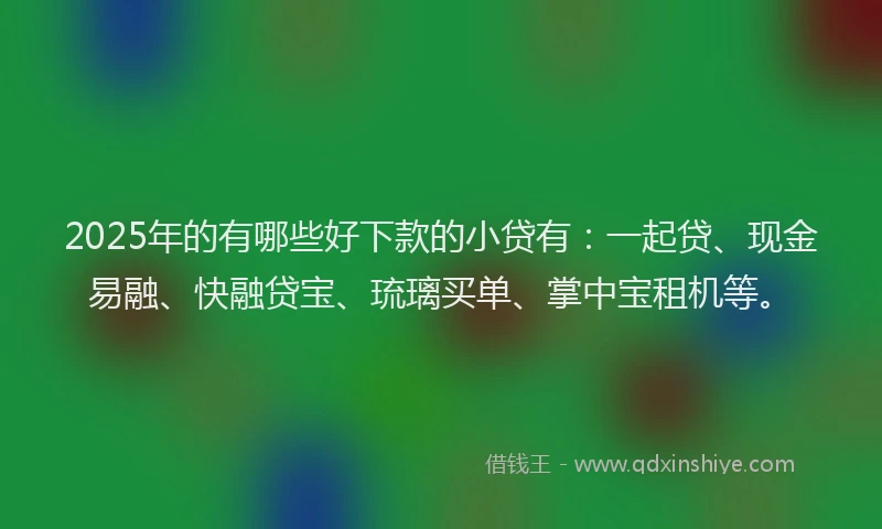 2025年的有哪些好下款的小贷有：一起贷、现金易融、快融贷宝、琉璃买单、掌中宝租机等。