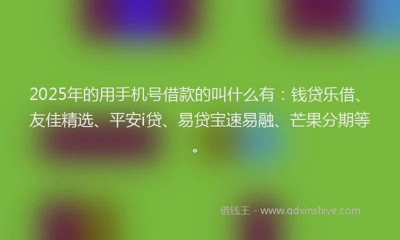 2025年的用手机号借款的叫什么有：钱贷乐借、友佳精选、平安i贷、易贷宝速易融、芒果分期等。